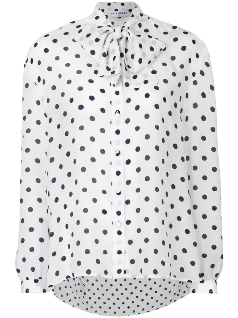 Balenciaga Gathered polka dot blouse White 492292TXA50