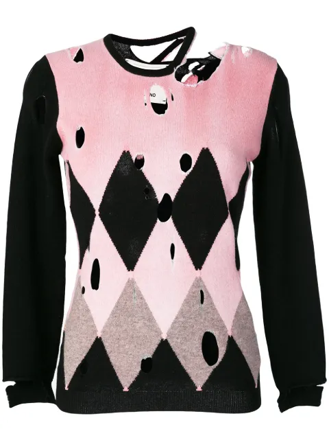 Ballantyne distressed diamond sweater Multicolour GBW17916