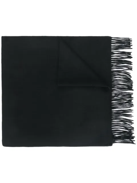 N.Peal woven fringe trim shawl Black NPA000108