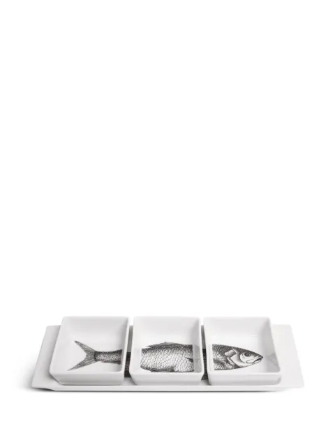 Fornasetti Pesci appetizer set White P51X002