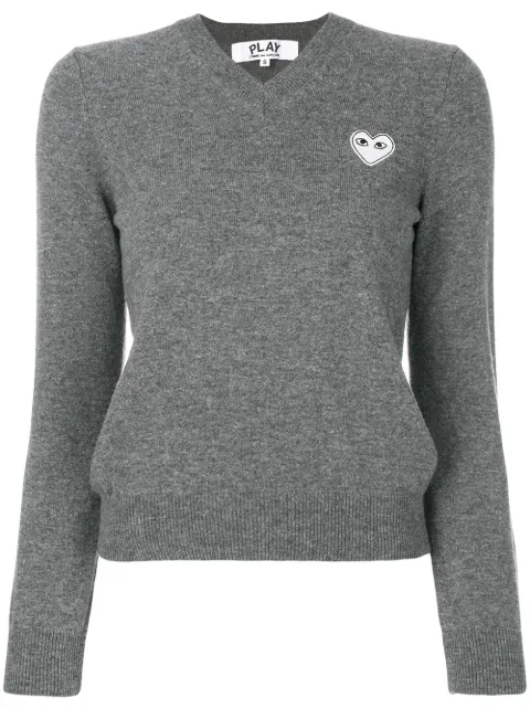 Comme Des Garçons Play logo-patch knitted jumper Grey P1N059051