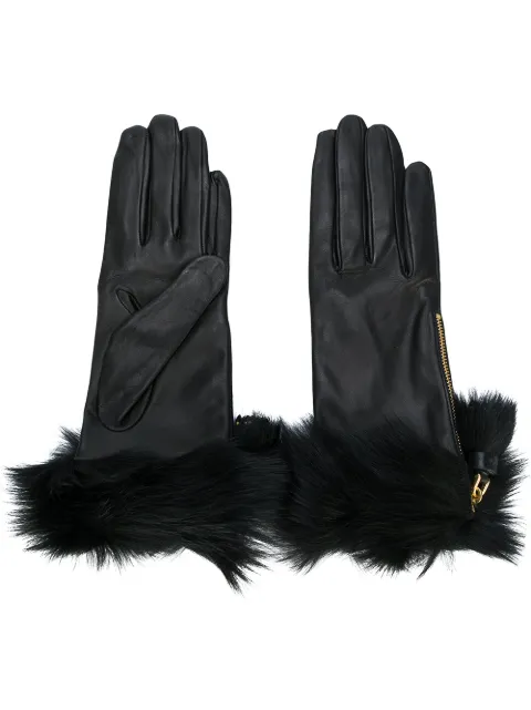 Prada fur trimmed gloves Black 1GG060QKK