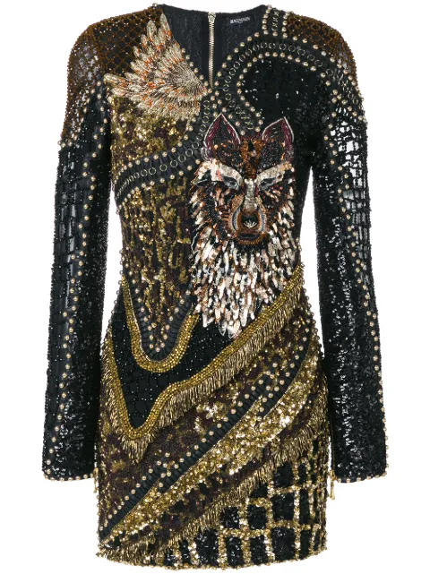 Balmain Wolf embellsihed dress Black 113970235X