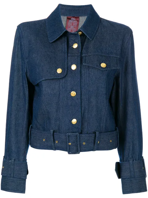 John Galliano Pre-Owned belted denim jacket Blue GAL090