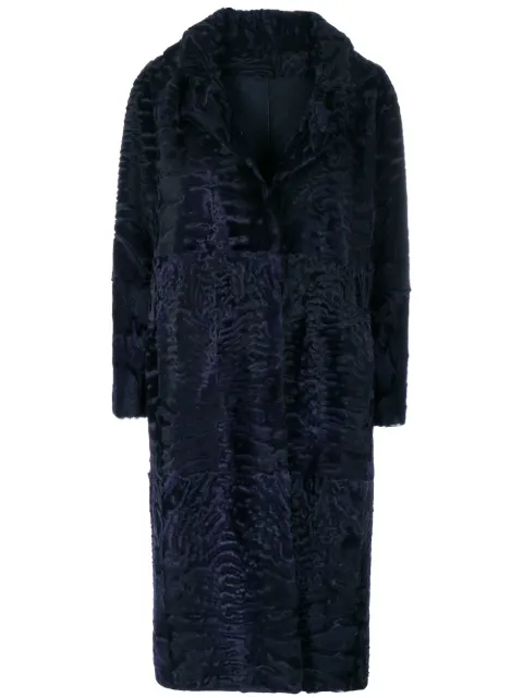 Liska textured single-breasted coat Blue 67795