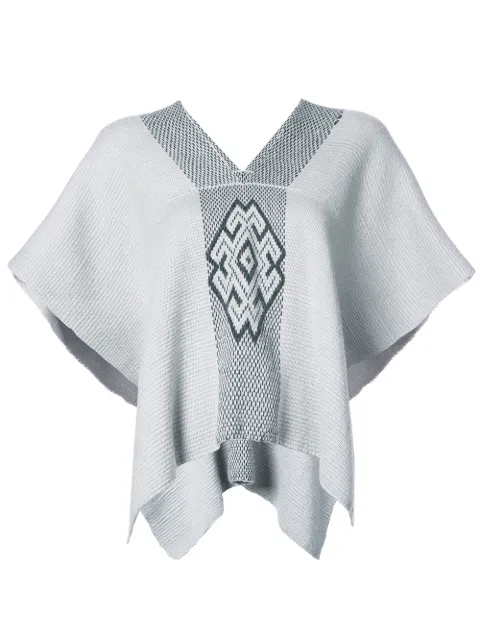 VOZ V-neck draped sleeved top Grey VM31A