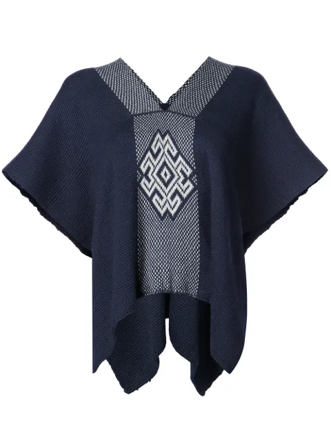 VOZ V-neck draped sleeved top Blue VM31A