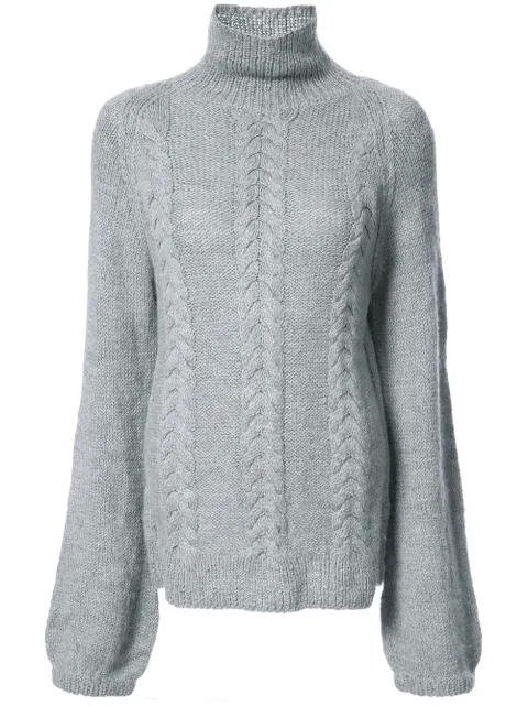 VOZ cable-knit turtleneck jumper Grey VK11