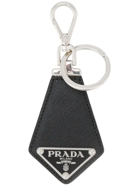 Prada triangle-logo leather keychain Black 2PP041053