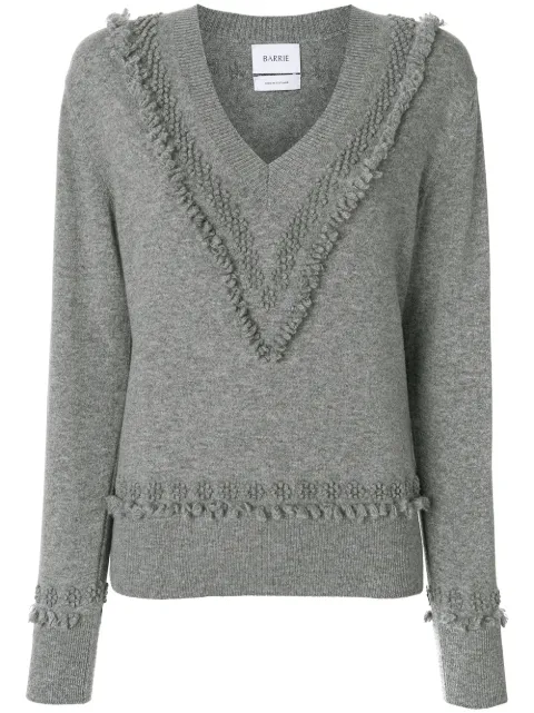 Barrie Romantic Timeless cashmere V neck pullover Grey A00C27380