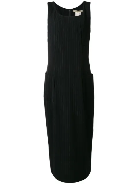 Comme Des Garçons Pre-Owned 1992 pinstriped midi dress Black CDG846