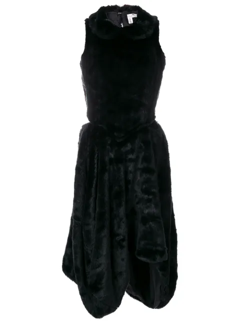 Comme Des Garçons Pre-Owned 2000s faux-fur cutout dress Black CDG835