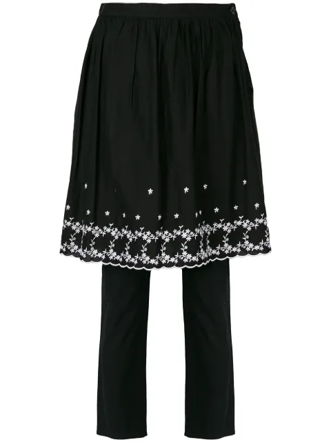 Comme Des Garçons Pre-Owned embroidered skirt over trousers Black CDG810