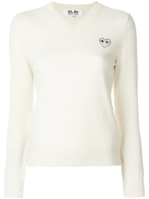 Comme Des Garçons Play V-neck pullover White P1N063