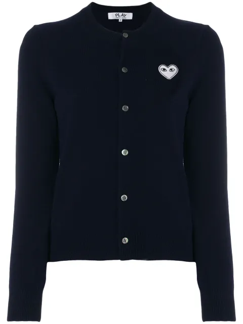 Comme Des Garçons Play Embroidered heart cardigan Blue P1N061