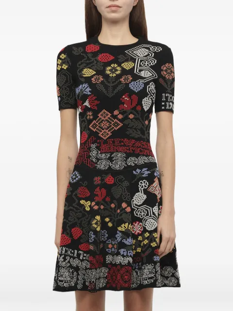 Alexander McQueen graphic floral intarsia knitted mini dress Black 493395Q1WIA