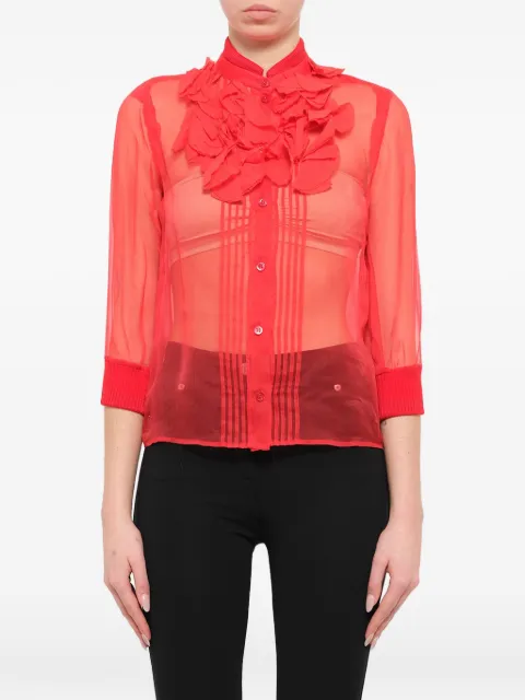 Givenchy sheer frill fitted shirt Red 17I6008318