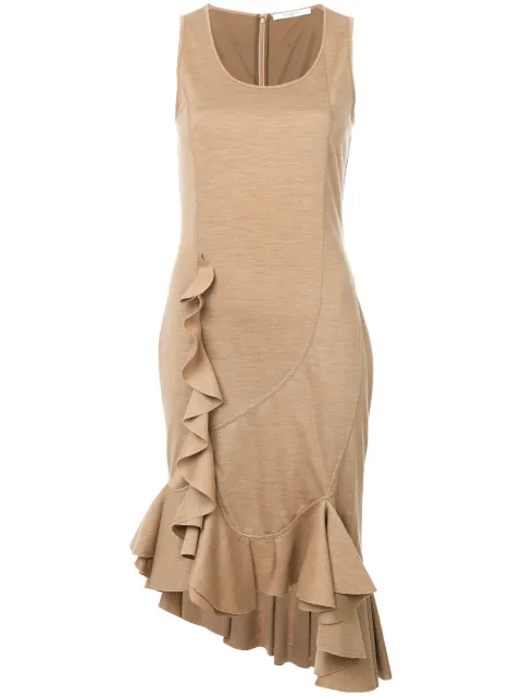 Givenchy knitted frill-hem midi dress Brown 17A2727419