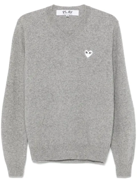 Comme Des Garçons Play v-neck pullover with white heart Grey P1N064