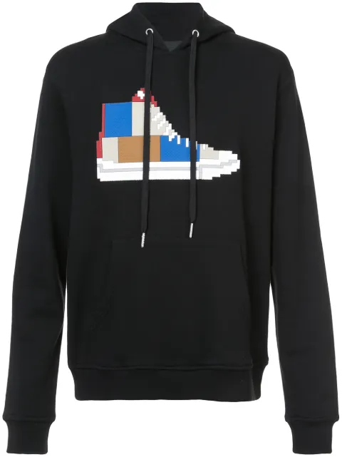 Mostly Heard Rarely Seen 8-Bit patchwork sneaker hoodie Black MHEB08AGKH05