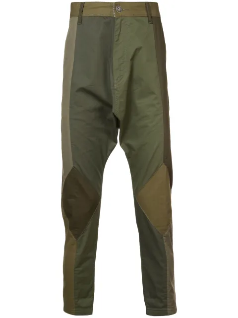 Mostly Heard Rarely Seen twill drop crotch pants Green MH08AGB04
