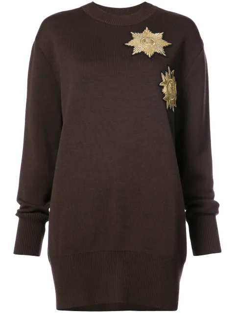 Vera Wang metallic patches loose-fit jumper Brown R417K07