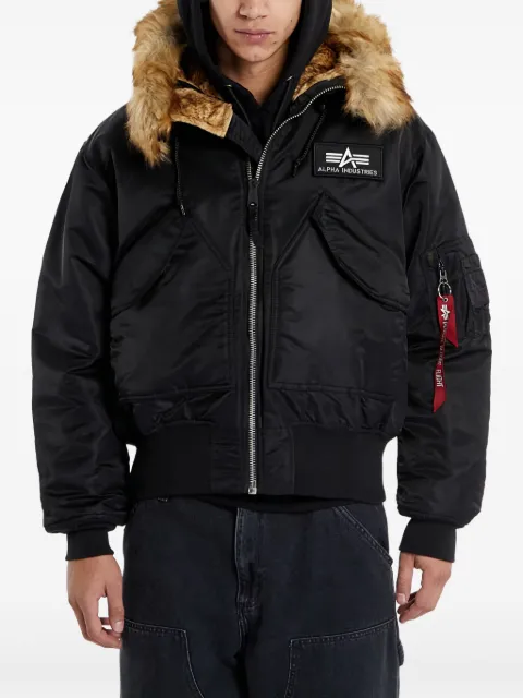 Alpha Industries faux fur-trim bomber jacket Black 45PHOODEDCUSTOM113145