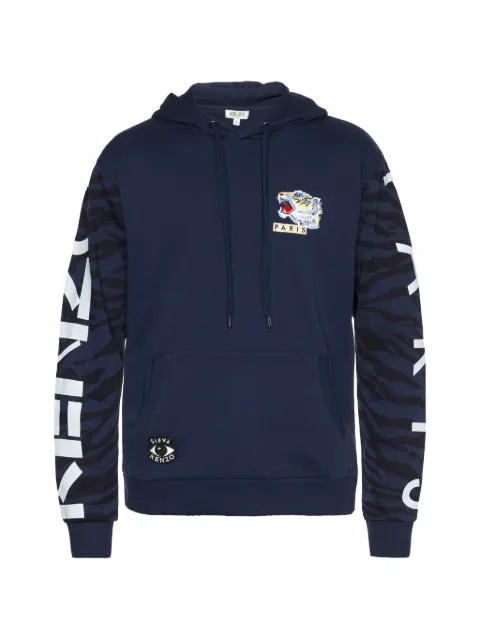 Kenzo Icons tiger-embroidered hoodie Blue F765SW4064XC