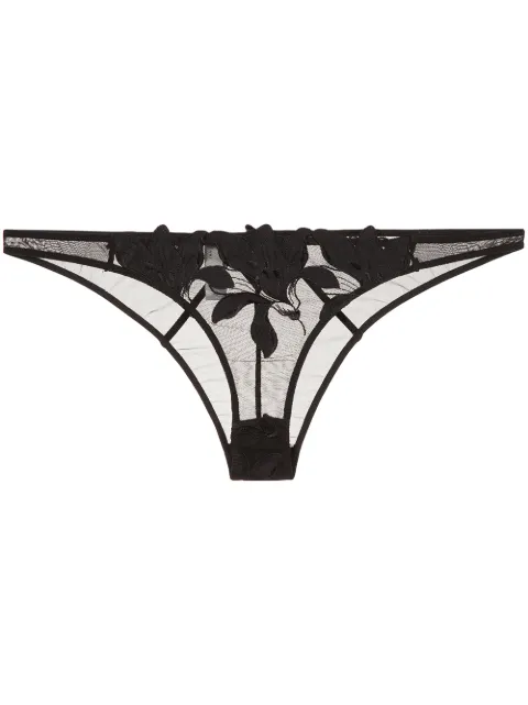 Fleur Du Mal Lily embroidered cheeky Black PY01470100