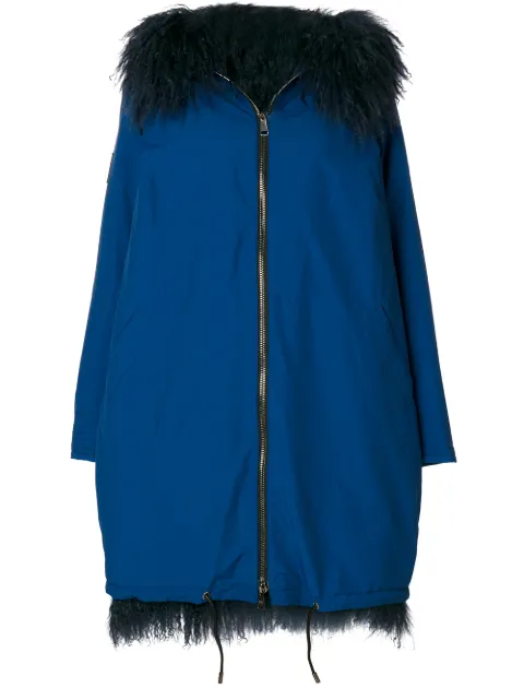 Gianfranco Ferré Pre-Owned fur trim parka Blue 20496