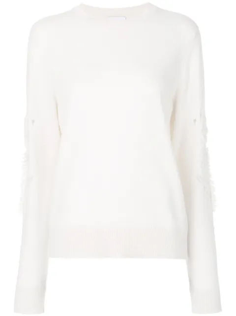 Barrie Romantic Timeless cashmere round neck pullover White A00C15309