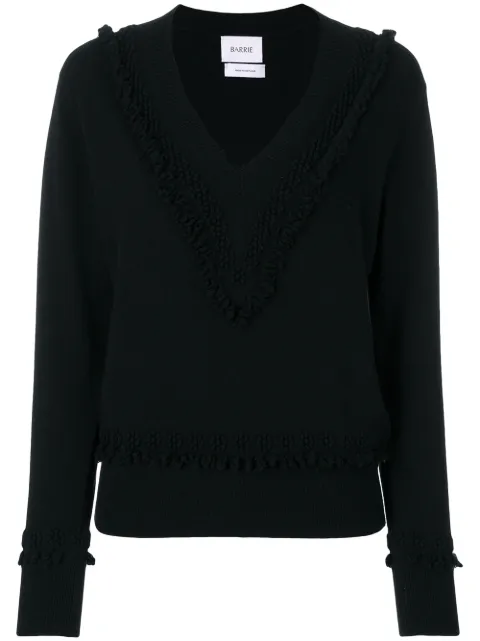 Barrie Romantic Timeless cashmere V neck pullover Black A00C27380
