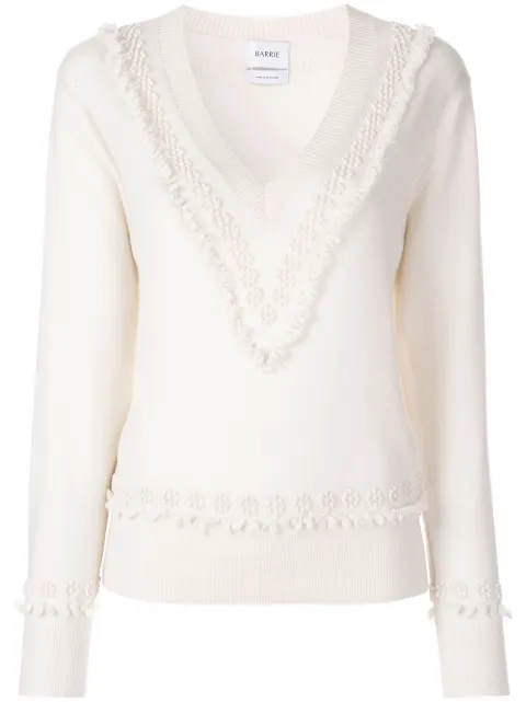 Barrie Romantic Timeless cashmere V neck pullover Neutrals A00C27380