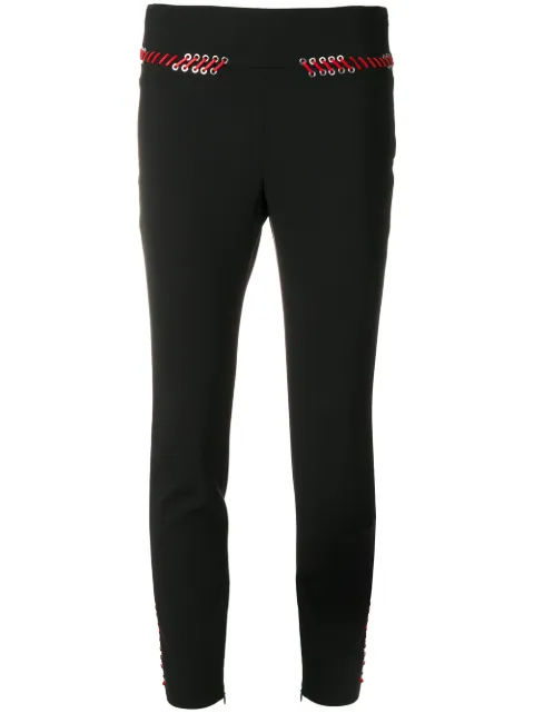 Alexander McQueen lace trim skinny trousers Black 486673QJJ03