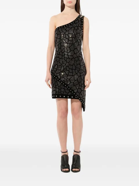 Balmain studded one-shoulder mini dress Black 103591196C
