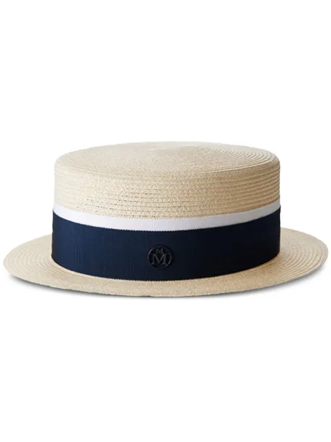 Maison Michel Auguste straw canotier hat Neutrals 1011021002
