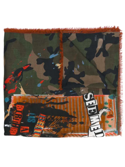 Valentino Garavani thin camouflage print scarf Green NU0EA015J