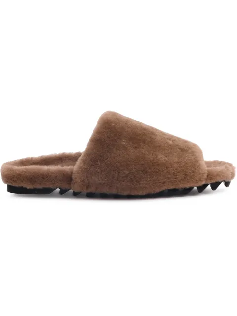 Peter Non textured slip-on sandals Brown FW17PETSHEARLING