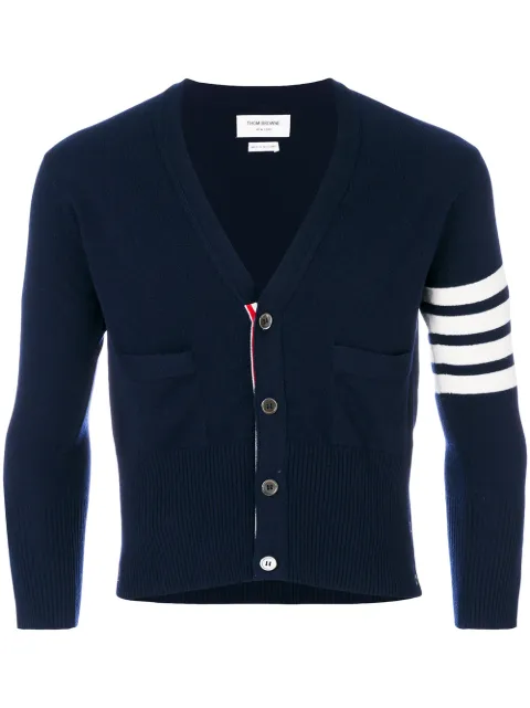Thom Browne classic cashmere 4-Bar V-neck cardigan Blue MKCS01A00011