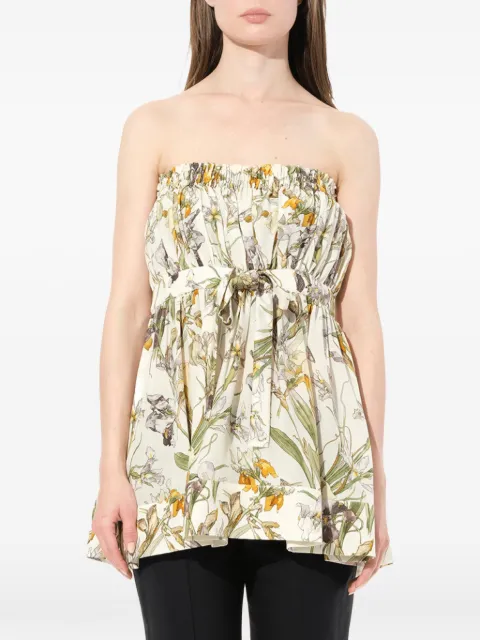 Alexander McQueen flared floral bandeau top Neutrals 483659QJC04