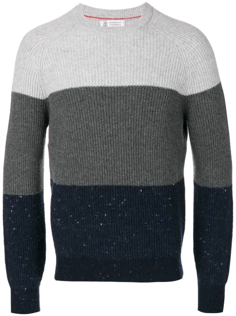 Brunello Cucinelli striped knitted sweater Grey M3676900