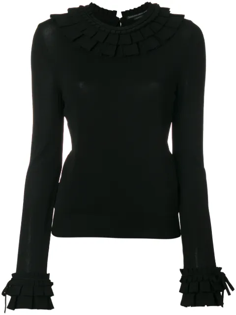 Ermanno Scervino ruffle trim tie cuff jumper Black D315M327LXH
