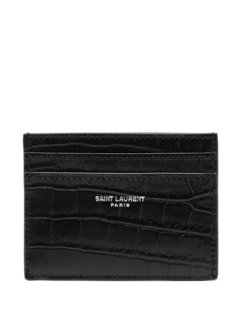 Saint Laurent crocodile-embossed leather cardholder Black 375946DZE0E