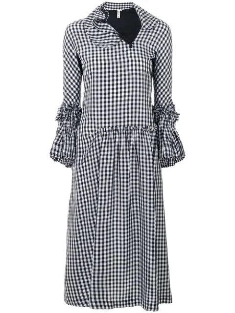 Comme Des Garçons Pre-Owned ruffled gingham dress Black CDG744