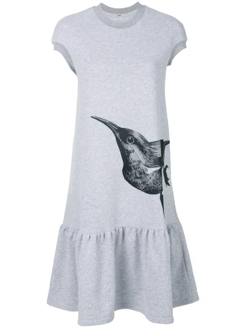 Ioana Ciolacu bird print T-shirt dress Grey ID14D04GRYDAISYDRESS