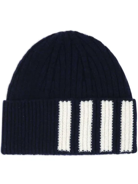 Thom Browne cashmere 4-Bar cuff beanie Blue MKH009A00011