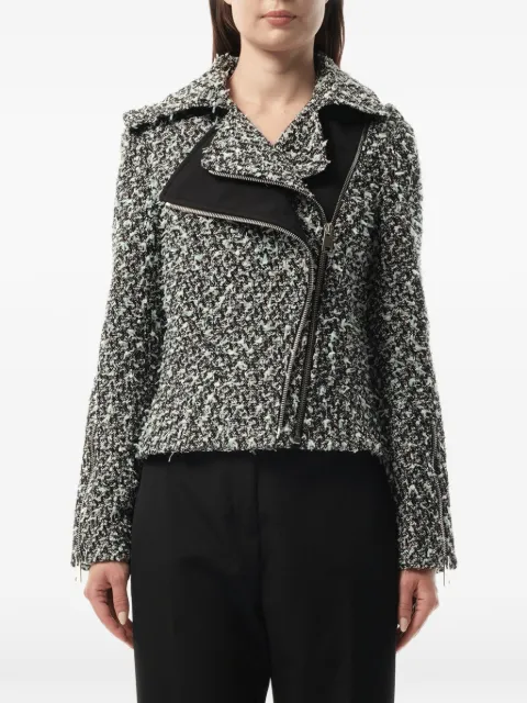 Lanvin asymmetric-zip tweed jacket Black RWJA713T3533A17