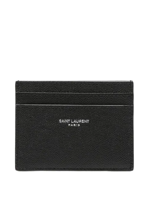 Saint Laurent Paris credit card case in grain de poudre leather Black 375946BTY0N