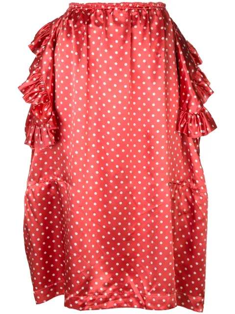 Comme Des Garçons Pre-Owned deconstructed ruffle polka dot skirt Red CDG634