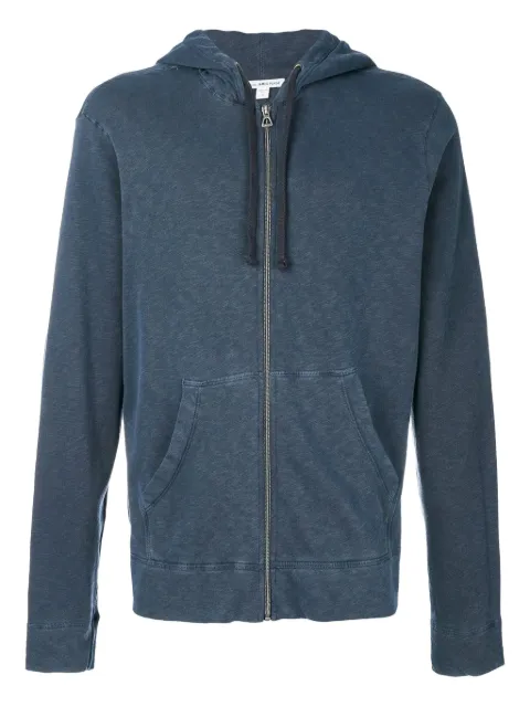 James Perse cotton zip-up hoodie Blue MXA2130